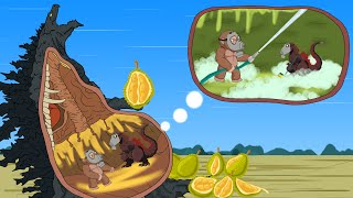 Digestive Battle of SHIN GODZILLA vs GODZILLA amp KONG Rescue Durian  FUNNY CARTOON [upl. by Doolittle]