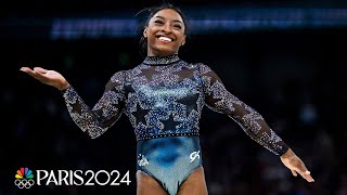 Simone Biles SHOWS OUT in spite of calf pain during gymnastics qualification  Paris Olympics [upl. by Ierna537]