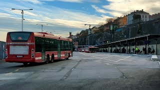 Stockholm Slussen provisorisk bussterminal för bussar mot Nacka och Värmdö Text subtitles [upl. by Chaddie864]