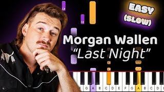 Morgan Wallen Last Night Piano Tutorial Easy SLOW 50 Speed [upl. by Averat984]