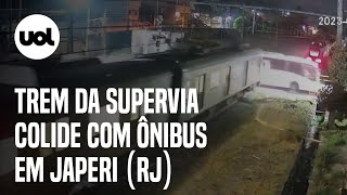 Acidente no RJ Vídeo mostra momento em que trem da Supervia colide com ônibus em Japeri [upl. by Neural881]