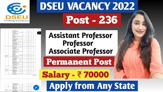 assistant professor vacancy 2022  DSEU  permanent jobs  university jobs  associate professor [upl. by Nazus629]