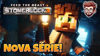 NOVA SÉRIE Preso em uma CAVERNA SEM NADA  Minecraft Stoneblock 3  EP 1 [upl. by Evander]