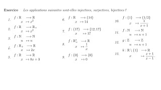 Applications injectives surjectives exercices corrigés [upl. by Line]