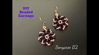 DIY Beaded Earrings Super easy Tutorial [upl. by Ailhat279]