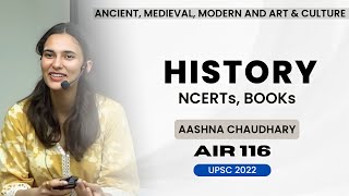 HISTORY Booklist for UPSC by Aashna Chaudhary AIR 116  NCERTs [upl. by Egamlat]