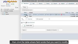 Modifying fields into database tables with phpMyAdmin  HOSTIMUL [upl. by Ilario]