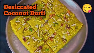 Desiccated Coconut Burfi RecipeEasy Burfi Recipe [upl. by Regan611]