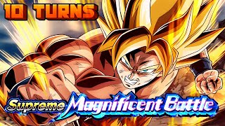 JOINED FORCES amp WITHIN 10 TURNS Supreme Magnificent Battle Vs SSJ Goku  DBZ DOKKAN BATTLE [upl. by Zuleika]