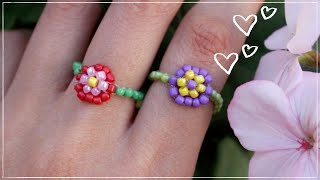 DIY Cómo hacer un anillo de Flores con Mostacillas🌼🌺 Tutorial paso a paso [upl. by Ziom]