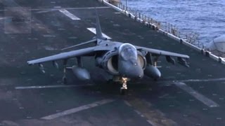 USS Bataan Amphibious Assault Ship  AV8B Harrier MV22 Osprey LCAC [upl. by Akinihs]