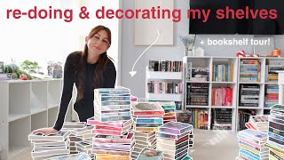 reorganize amp decorate my bookshelves with me 📖⛄️ bookshelf tour  bookmas day 3 [upl. by Khalid]