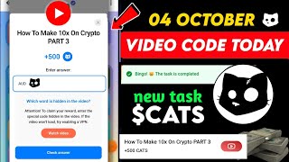 How To Make 10x On Crypto PART 3 Cats Code  Cats Youtube Code Today  5 October Cats new code task [upl. by Tamis]