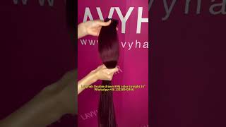 Lavyhair double drawn 99J color straight 24 inch bundles lavyhair doubledrawnhair 99Jhair [upl. by Woo785]