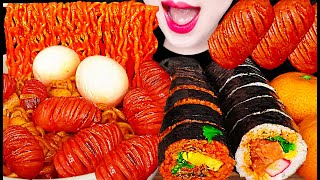 ASMR SPICY TTEOKBOKKI KIMBAP 직접 만든 떡볶이 김밥 먹방 MUKBANG EATING [upl. by Hillman]