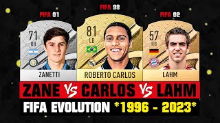 Roberto Carlos VS Zanetti VS Lahm FIFA EVOLUTION 👀🤯 FIFA 96  FIFA 23 [upl. by Rafaellle]