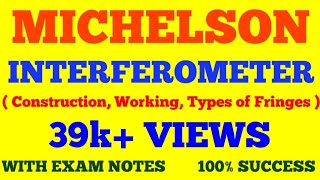 MICHELSON INTERFEROMETER  MICHAELSON INTERFEROMETER CONSTRUCTION AND WORKING  WITH EXAM NOTES [upl. by Nosyk294]