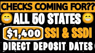 1400 STIMULUS CHECKS COMING FOR SSI amp SSDI ALL 50 STATES STIMULUS CHECK DIRECT DEPOSIT DATES [upl. by Eus728]