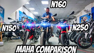 2024 Bajaj Pulsar N Series  N150 vs N160 vs N250  Full comparison  Pricefeatureemi downpayment [upl. by Aisena890]