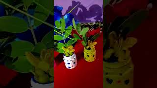 Small flowerpot decorationflowers flowerpotdesign homedecorideascraftideas shortvideoeasycraft [upl. by Ynatsed]