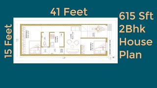 15x41 House Plan  1541 House Plan  15 x 41 House Plan  Small House Plan  2Bhk House Plan [upl. by Morena]