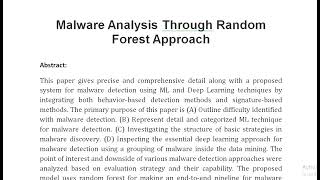 Malware Analysis Through Random Forest Approach [upl. by Dnomyad843]