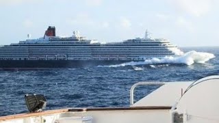 Queen Victoria amp QE2s Tandem Ship Crossing [upl. by Kreegar]