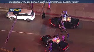 FULL CHASE Spike strip shreds tires on SUV ends pursuit through San Gabriel Valley [upl. by Anirbas]