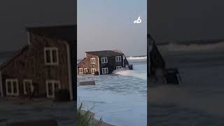 Video shows moment house collapses into the ocean after Hurricane Ernesto [upl. by Kirenoj308]