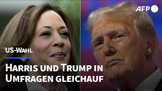 Zwei Monate vor USWahl Knappes Rennen zwischen Harris und Trump  AFP [upl. by Oremar]