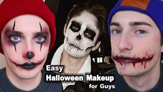 3 Halloween Looks for Men  makeup for boys simple amp spooky [upl. by Ettennat]