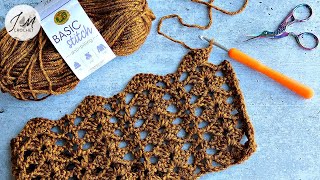 How To Crochet An Easy Lace Stitch  Ideal For Blankets  Shawls  Throws  Simple Shells VStitch [upl. by Anirroc]