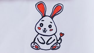 How To Easy Cute Draw Rabbit Step By Step [upl. by Euphemiah311]