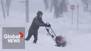 Nova Scotia snowstorm Parts of Cape Breton under state of emergency 100 cm of snow possible [upl. by Idnic]