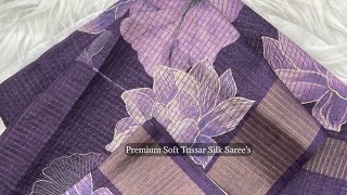 Soft Tussar Silk sarees with Beautiful ❤️ Print With Attractive Checks Design Saree And Print [upl. by Marjorie948]