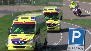 2 AMBULANCES MOTORAGENT EN POLITIEAUTO NAAR ONGEVAL WATERLANDSE ZEEDIJK [upl. by Anaitsirk46]