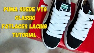 PUMA SUEDE VTG CLASSIC Detailed Lacing tutorial with Fatlaces pumasuede pumaindia sneakers yt [upl. by Anirehtak]