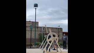 Flywheel Trebuchet Launching shorts mechanical trebuchet design highschool [upl. by Anemolif960]