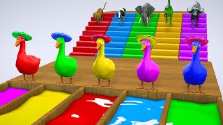 Long Slide Game With Elephant Gorilla Buffalo Hippopotamus Tiger 3d Animal Game Funny 3d Animals 19 [upl. by Notgnirrab792]