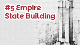 Empire State Building perspective drawing 5  famous architecture [upl. by Halsy459]