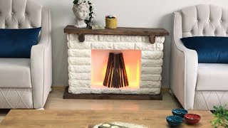 reklam Fireplace  DIY Decorative Fireplace  Dekoratif Şömine Yapımı  Fireplace making [upl. by Aymik]