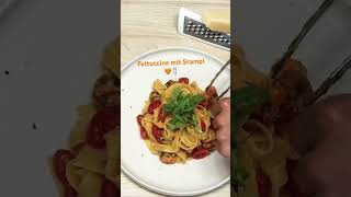 Schnelles Rezept Fettuccine amp Scampi in Weißweinsauce🍴🍤 pasta food recipe mediterranerezepte [upl. by Arimaj]