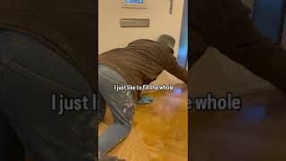 Filling Gaps Hardwood Floors hardwoodfloors diy floorsanding [upl. by Gnni]