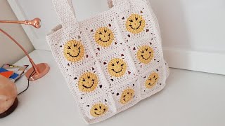 Gülenyüz Motifli Çanta Yapımı  DIY Chrochetbag [upl. by Ymled]