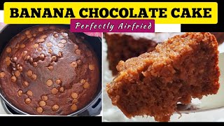 EASY AIR FRYER BANANA CHOCOLATE CAKE RECIPE HOW TO AIR FRY MOIST CAKE FROM SCRATCH AT HOME CAKE [upl. by Hubie566]