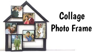 Photo Frame Making At Home  How To Make Collage Photo Frame From Cardboard  Best Out Of Waste [upl. by Hewe]