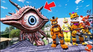 CAN THE ANIMATRONICS DEFEAT THE GIANT EYE MONSTER GTA 5 Mods FNAF RedHatter [upl. by Assiluy]