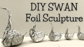 Aluminum Foil Sculptures Swan  Tin Foil Sculpture [upl. by Demetria160]