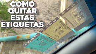 COMO QUITAR estas ETIQUETAS del VIDRIO del auto Como quitarle las calcomanias al auto [upl. by Emelun]