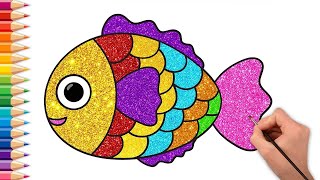 Aprenda a desenhar Glitter Fish  Desenhos fáceis  Fun Learning Drawing Videos [upl. by Sahcnip]